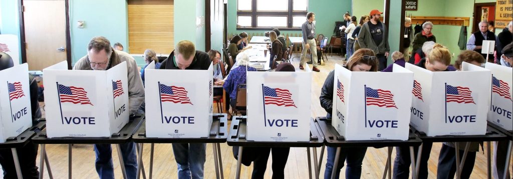 A row of voters