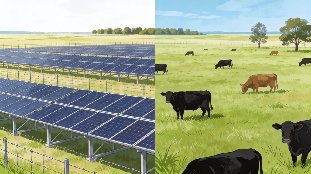 solar panels and cows